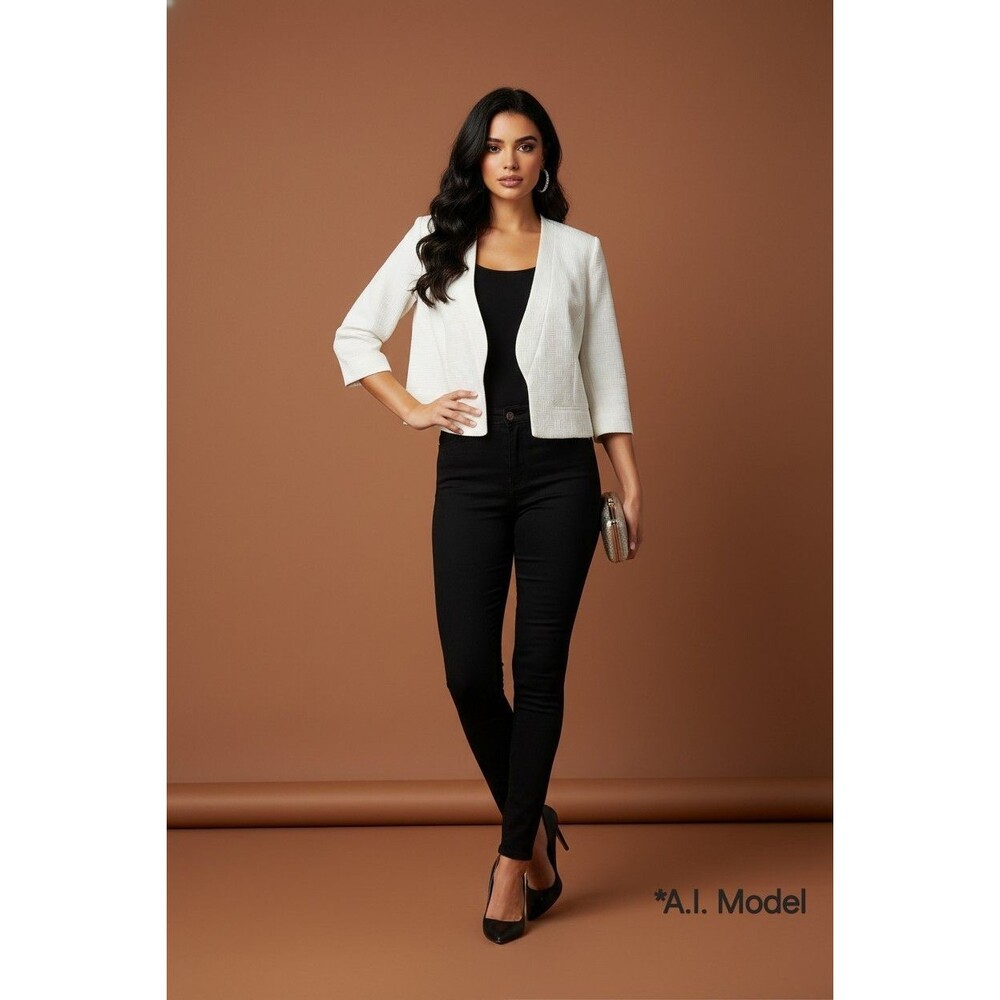 Nine West Womens Blazer Sz 16 Ivory Stretch, Cropped Office Career Orig. $119.00